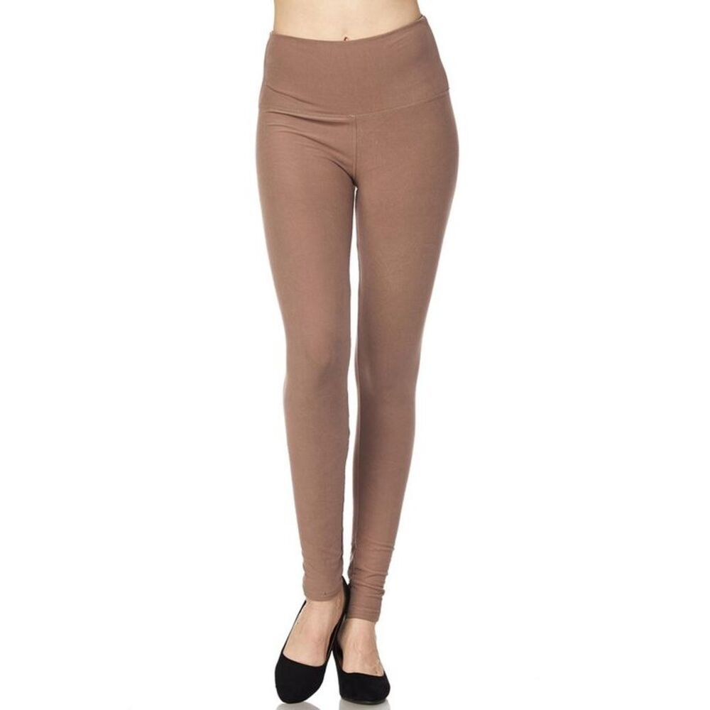 World of Leggings Brushed High Waisted Basic Solid Plus Size Leggings - 5 Inch